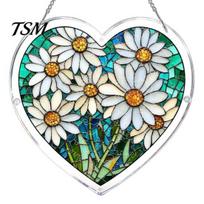 Acrylic Light Refraction Decor Puzzle Suncatcher, Colorful Window Hanging Pendant, Heart Shape Stained Glass Sun Catcher Style Decoration, Ideal D