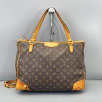 [Pre-Owned] Estrela Large Brown Coated Canvas Monogram Crossbody Handbag Shoulder Bag With Gold Hardware And Detachable Strap - Fair #2DUMMG ONE SIZE