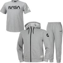Nasa Unisex Sweat Hoodie Jacket + Jogger Pants + Short Sleeve T-Shirt 3-Piece Set [Light Melange] 95