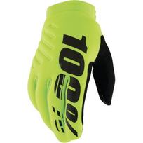 Vyriškos dviračių / motokroso pirštinės 100% Brisker, fluorescencinės geltonos / juodos