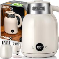 Elektrinis virdulys be laido, plieninis, retro stiliaus, su garso signalu, 1,5 l, 2200 W, smėlio spalvos