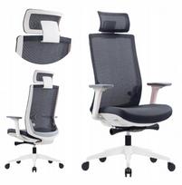 Ergonominė biuro kėdė, balta, audinys/tinklinė, reguliuojama