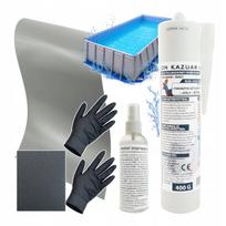 Baseino remonto rinkinys: 400 g PVC klijai, didelė pilka lopas 50x27 cm