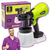 Dažymo pistoletas NAC SMART, 20V, 1L, 600 ml/min, su 3 antgaliais