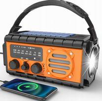 Nešiojama radija su saulės bei rankine dinamo įkrova, 20000 mAh, AM/FM, avarinė