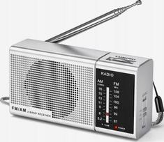 Nešiojamas analoginis kišeninis radijas su stereo garsiakalbiais