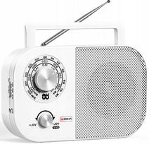 Nešiojamas radijas AM/FM/SW, 5W, baltas, veikia su baterijomis