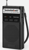 Nešiojama AM/FM/MP3 kišeninė radija su ausinių jungtimi ir segtuku, veikia su baterijomis