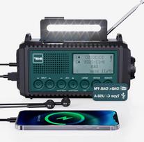 Nešiojama DAB+ radija su žibintuvėliu, 5000 mAh baterija ir pavojaus signalu