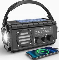 Nešiojama saulės radija su 20000mAh akumuliatoriumi ir LED žibintuvėliu