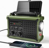 Nešiojama saulės ir rankinė 12000mAh AM/FM radijo baterija su žibintuvėliu