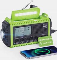 Nešiojama saulės ir rankinė baterija su DAB/FM radiju ir žibintuvėliu