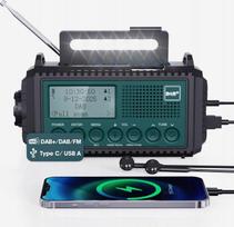 Avarinis DAB+ UKF radijas su rankine rankenėle, 5000 mAh žibintuvėlis ir signalizacija