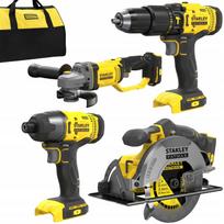 Akumuliatorinių įrankių rinkinys STANLEY SFMCD711 + SFMCF800 + SFMCG400 + SFMCS500, 4 vnt.