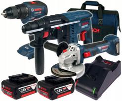 Akumuliatorinių įrankių rinkinys BOSCH GBH 18V-22, GSR 18V-52, GWS 18V-8, 2x5,0Ah, su krepšiu