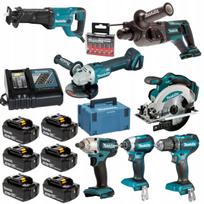 Akumuliatorinių įrankių rinkinys MAKITA 18V, 6 x 3.0Ah (DDF485, DTD153, DTW190, DGA504, DHR241, DJR186, DSS610)