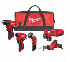 Akumuliatorinių įrankių rinkinys Milwaukee M12 BLPP4A-202B: suktuvas, pjūklas