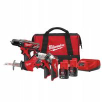 Įrankių komplektas MILWAUKEE M12 BPP4A-202A: suktukas, gręžtuvas, pjūklas