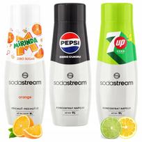 Gazuoto vandens sirupai SODA STREAM MIRINDA ZERO, PEPSI MAX, 7UP FREE, be cukraus