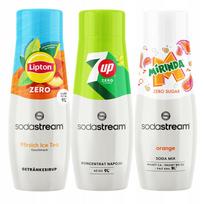 Sirupų rinkinys Sodastream: Lipton Ice Tea Peach Zero, 7up Free, Mirinda Zero