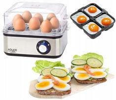 Kiaušinių viryklė 8in1, automatinė, 800W, su forma omletams ir keptiems kiaušiniams