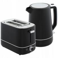 Pusryčių rinkinys: virdulys 1,7 l ir skrudintuvas 2200W, 6 lygiai, juodas