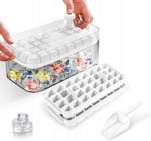 Plastikinė ledo kubelių forma su dangteliu, 64 kubeliai