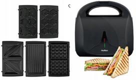Skrudintuvas Hoffen, juodas, 850 W, 5 viename, su keičiamomis grotelėmis: skrudinimui, griliui, vafliams