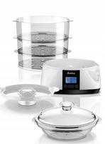 Garų puodas Amica PT3012, 900 W, 10,8 l, 3 indai, laikmatis, baltas