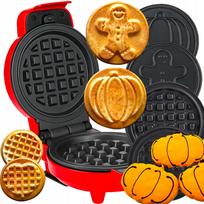 Vaflinė mini vafliams, nelimpančia danga, 8 vafliai, 4 raštai, raudona
