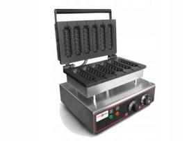 Vaflių kepimo aparatas kukurūzų dešrelėms, 1550 W, 6 formos, reguliuojama temperatūra, laikmatis, su pagaliukais