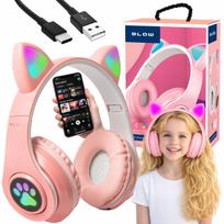 Belaidės vaikų ausinės su Bluetooth, mikrofonu ir LED katės ausytėmis