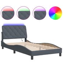 vidaXL Lovos rėmas su LED be čiužinio, tamsiai pilkas, 100x190cm, aksomas