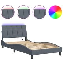 vidaXL Lovos rėmas su LED be čiužinio, Hanko, tamsiai pilkas, 100x190cm, aksomas