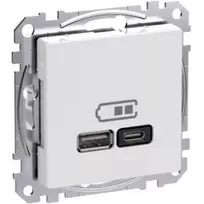 Sieninis kištukinis lizdas Schneider Electric WDE002983 su USB-A ir USB-C prievadais, Power Delivery, baltas