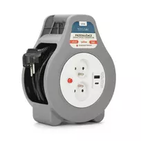 MONTIS MT188-10 prailginimo ritė su 10 m laidu, 2 AC lizdais, pilka