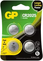 GP Battery GP - Ličio elementas CR2025, 3V, su apsauginiu sandarikliu, 4 vnt. pakuotėje