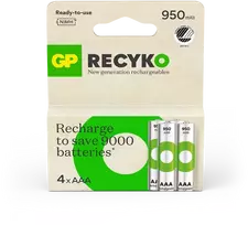 GP Battery GP - ReCyko įkraunamos baterijos, AAA dydžio, 950 mAh, 1,2 V (4 vnt. pakuotė)
