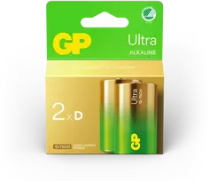 GP Battery GP - Ultra Alkaline baterija, D dydis, 13AU/LR20, 1,5 V (2 vnt. pakuotė)