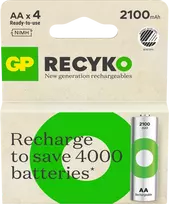 GP Battery GP - „ReCyko“ įkraunamos baterijos, AA dydis, 2100 mAh, 4 vnt. pakuotė