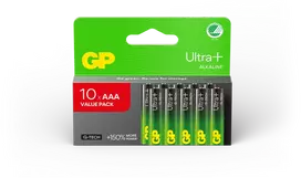 GP Battery GP - „Ultra Plus“ šarminės baterijos, AAA dydžio, 24AU/LR03, 1,5 V (10 vnt. pakuotė)