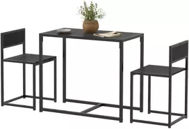 Aosom 3 dalių baro stalo komplektas, juodas, 90 x 47 x 76 cm