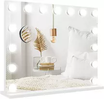 Aosom LED kosmetinis veidrodis, 3 šviesos režimai, reguliuojamas, jutiklinis valdymas, USB, 58 x 48 cm, baltas