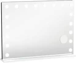 Koduva Kosmetinis veidrodis su 18 LED lempų, 3 spalvų režimai, RGB apšvietimas, Bluetooth garsiakalbis, 10x didinimas, baltas