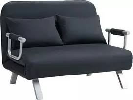 Koduva Sofa-lova, 5 padėčių reguliuojama, dirbtinė zomša, plieno rėmas, su pagalve, juoda