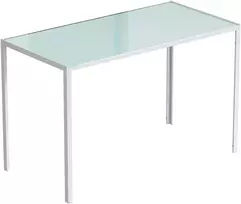 Koduva Valgomojo stalas, baltas, 120 x 60 x 75 cm, grūdinto stiklo stalviršis