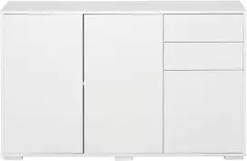 TV staliukas Koduva Sideboard spintelė, 2 stalčiai, push-click, balta, 117 x 36 x 74 cm