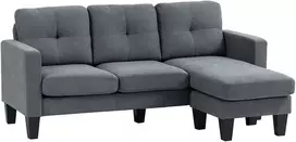 Koduva Kampinė sofa L formos, perstatoma šezlongo dalis, tamsiai pilka