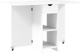 Koduva Sulankstomas valgomojo stalas 2–4 asmenims, baltas, su sandėliavimo vieta, 114,5 x 70 x 75 cm