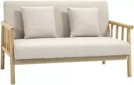 Koduva 2 vietų sofa, lino išvaizdos audinys, smėlio spalvos, 123 x 69 x 74 cm